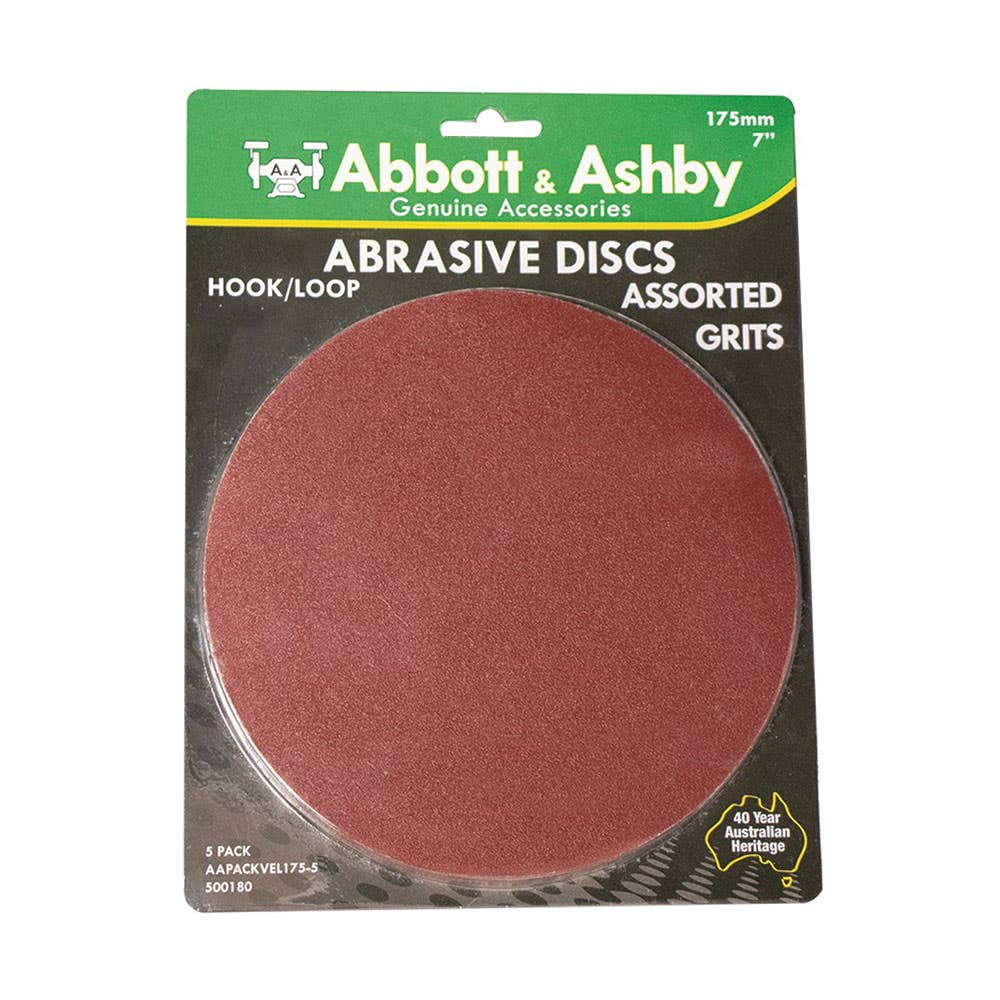 175mm Aluminium Oxide Sanding Disc Hook & Loop Assorted 5 Pack 549199 500180