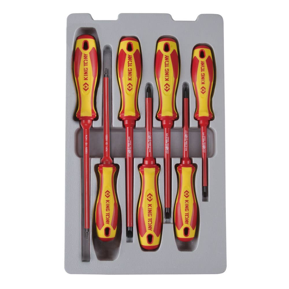 7 Piece Pozidriv & Slotted Screwdriver Set 1,000V Insulated 91728026 30607MR