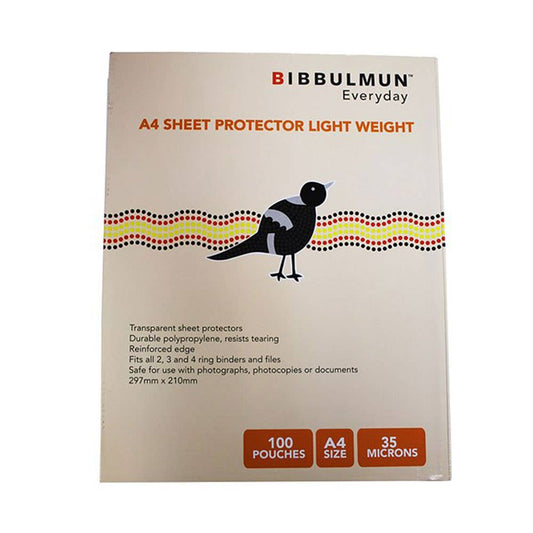 Bibbulmun Sheet Protectors A4 35 Microns Clear Box 100 39112600 NPL-39112600