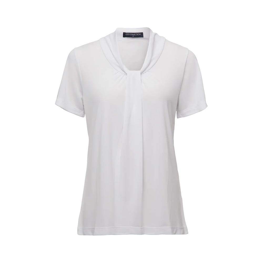 LadiesPippa S/S Knit Shirt-White-M 36020782 CC2222-WHT-M