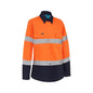 Shirt Cotton Drill 180gsm Hi Vis Or/Na Taped Womens 10 ORANGE NAVY 2722TO_40078184_2722TON10