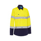 Shirt Cotton Drill 180gsm Hi Vis Ye/Na Taped Womens 10 YELLOW NAVY 2722TY_40078202_2722TYN10