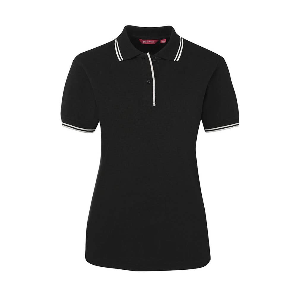 Shirt Polo Womens S/S Poly/Cotton 210gsm Contrast Black/White 10 JB's Wear 238738 2LCP-BLK/WHT-10