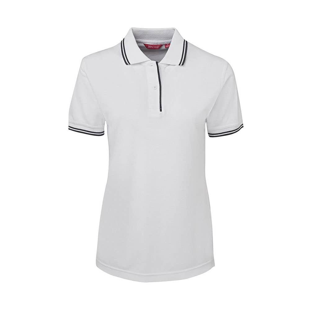 Shirt Polo Womens S/S Poly/Cotton 210gsm Contrast White/Navy 12 JB's Wear 264391 2LCP-WHT/NAV-12