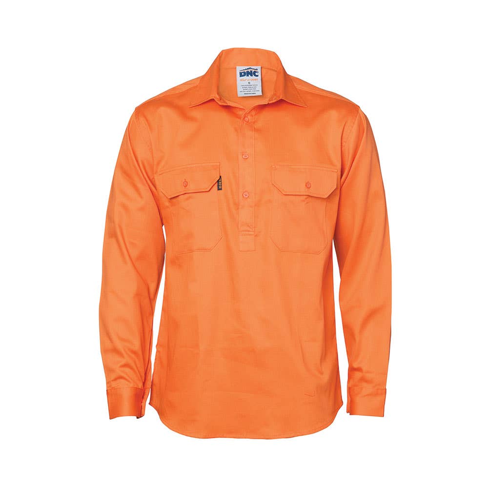 3204 Closed Front Gusset Sleeve Shirt 190gsm Orange L 511011 3204-O-LARGE