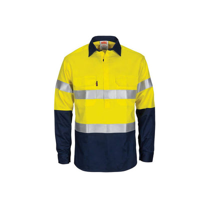 Shirt Long Sleeve Cotton Flame Retardant 3M Tape Yellow/ Navy 2XL 3407 514152 3407-YN-2XL