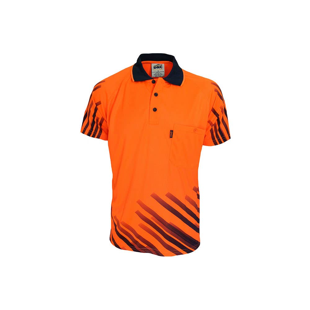 2XL Orange HiVis Sublimated Full Stripe Polo 402550 3566-O-2XL
