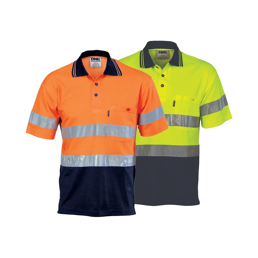 3717 Hi-Vis Short Sleeve Polo Shirt Taped 185gsm AMEAU3717 AMEAU3717