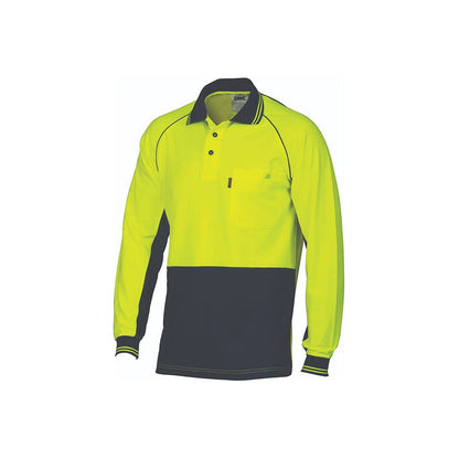 POLO 185gsm HiVis Cotton YELLOW Backed Cool-Breeze Contrast Polo - LARGE 491691 491691 3720-YELLOW-LARGE