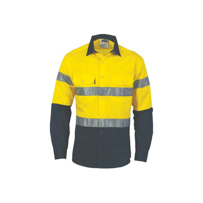Shirt L/S Large Yellow/Navy 155gsm Cool Breeze Cotton Taped DNC 3966 480385 3966-Y/N-L