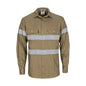 Shirt L/S 2XL 155gsm Hi-Vis Khaki Cotton Biomotion Taped 475317 3967-K-2XL