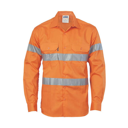 Shirt L/S Large 155gsm Hi-Vis ORANGE Cotton Biomotion Taped 480458 3967-ORG-LARGE