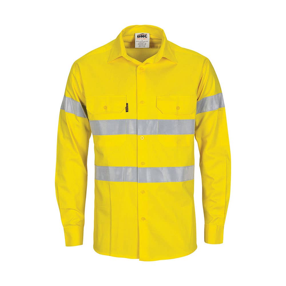Shirt L/S 2XL 155gsm Hi-Vis Yellow Cotton Biomotion Taped 457807 3967-Y-2XL