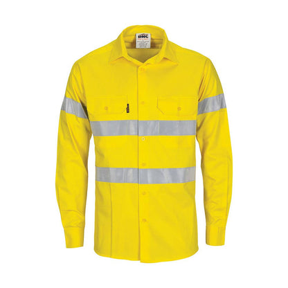 Shirt L/S 2XL 155gsm Hi-Vis Yellow Cotton Biomotion Taped 457807 3967-Y-2XL