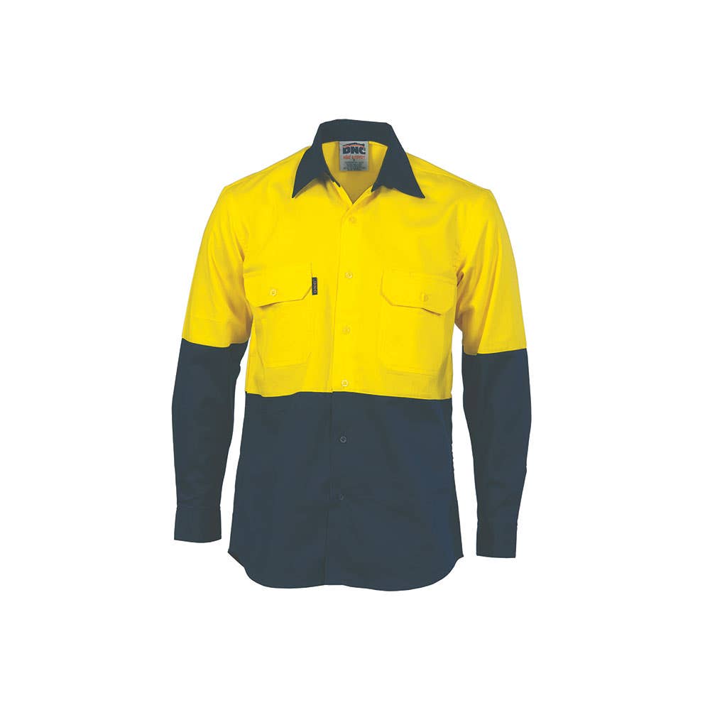 Shirt Cott/Drill Vented L/S Yel/Nvy - XL 36016393 3981-Y/N-XL