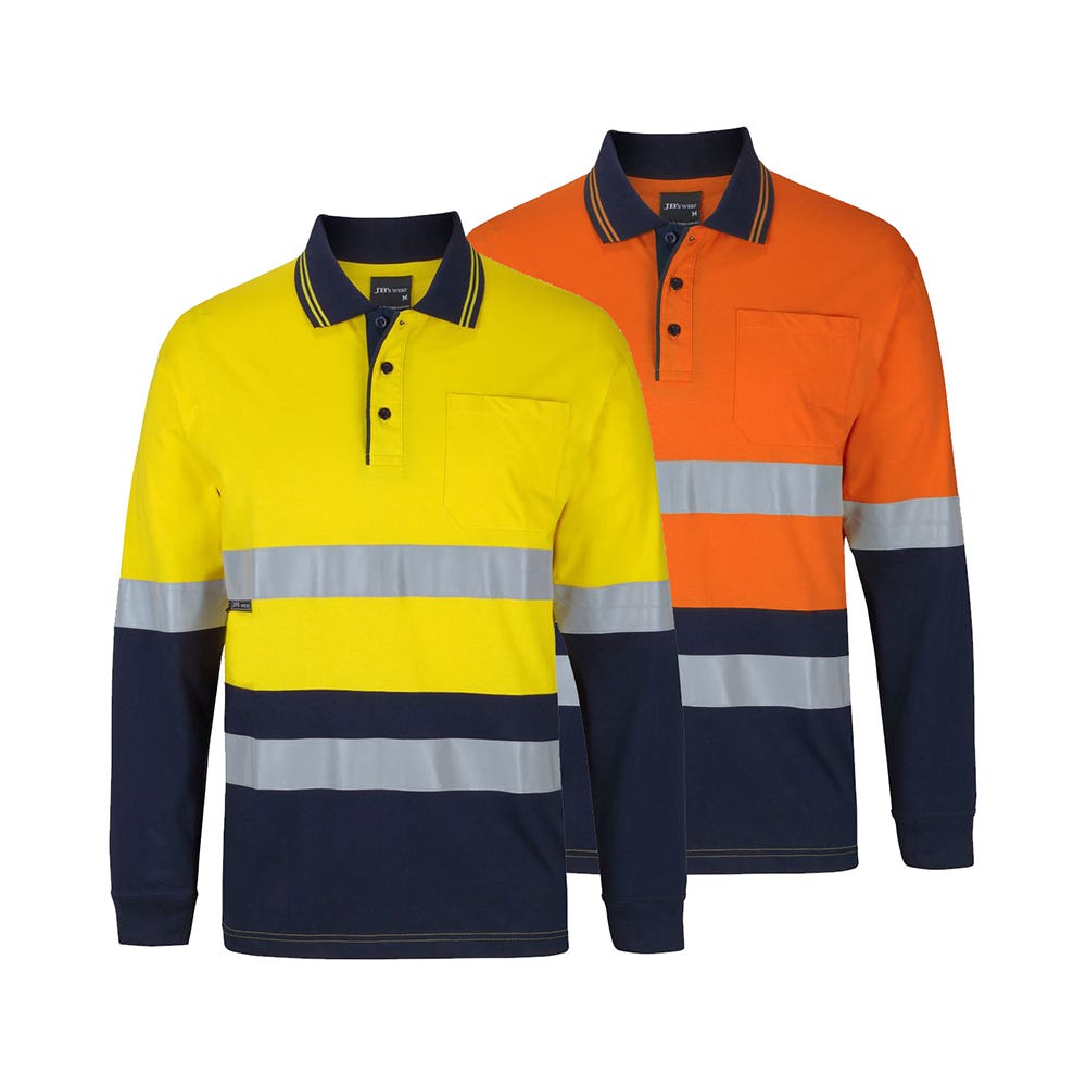 6DCPL Hi-Vis Long Sleeve Polo Shirt 180GSM 6DCPL