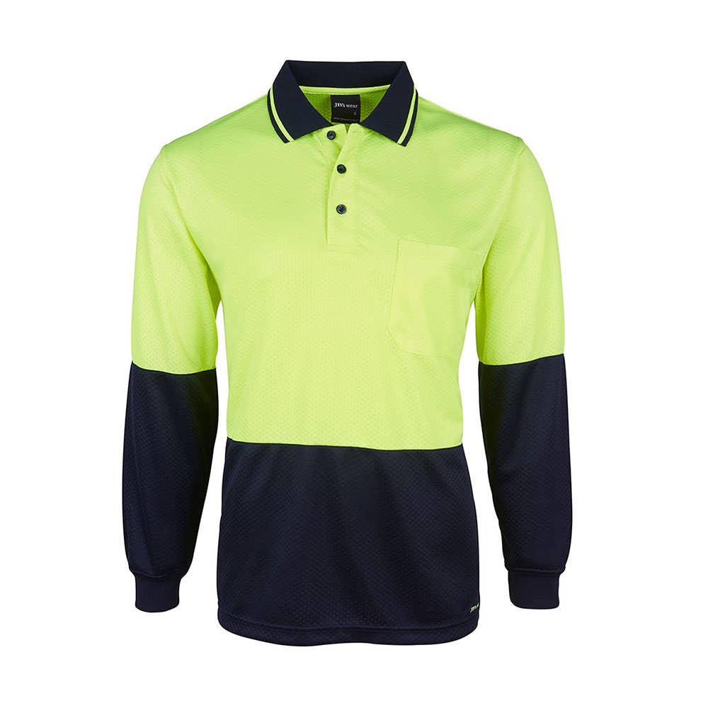 Jacquard Non Cuff L/S Polo Lime/Navy - XL 498356 6HJNL-LIME/NAVY-XL