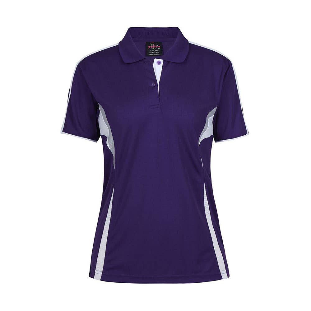 Ladies Podium Cool Polo Purple/White/Grey 12 Jb's Wear 524831 7COP1-PUR/WHT/GRY-12