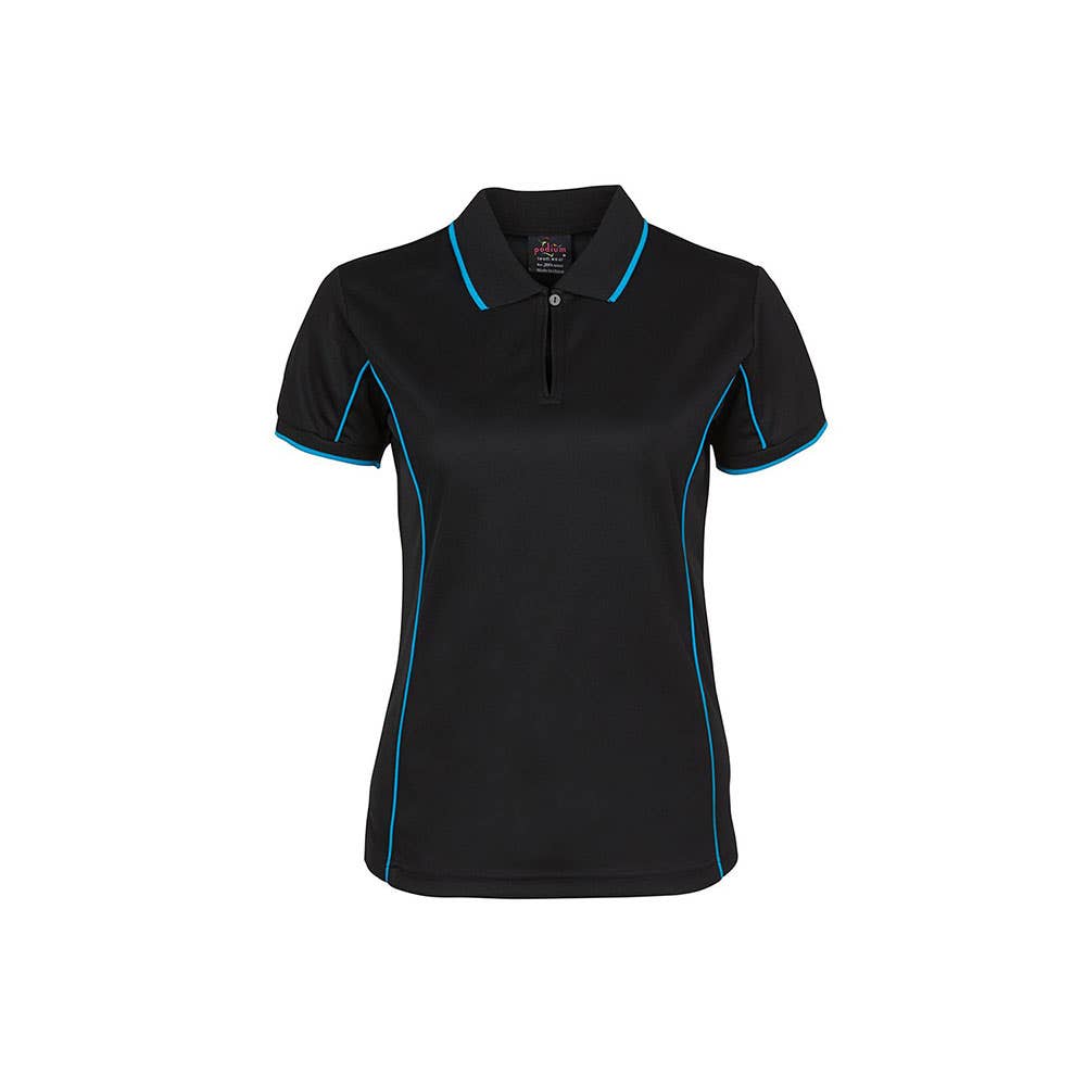 Shirt Ladies Polo Podium Short Sleeve Aqua/Black Piping Ladies Size 10_487551_7LPI-AQ/BLK-10