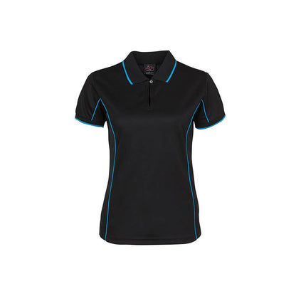 Shirt Ladies Polo Podium Short Sleeve Aqua/Black Piping Ladies Size 10_487551_7LPI-AQ/BLK-10