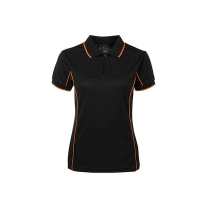 Ladies Podium Piping Polo Blk/Org - 10_36014336_7LPI-BLK/ORA-10