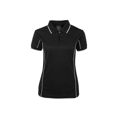 Shirt Ladies Polo Podium Short Sleeve Black/White Piping Ladies Size 10_228048_7LPI-BLK/WHT-10