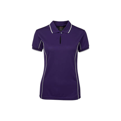 Shirt Ladies Polo Podium Short Sleeve Mulberry + White Piping 14_419293_7LPI-MUL/WHT-14