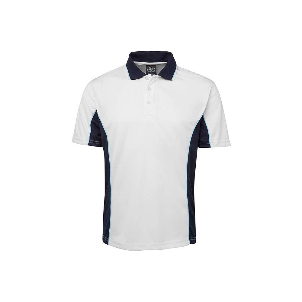 Polo Adults Podium Contrast Poly - 2XL 36014399 7PP-WHT/NAV/BLU-2XL