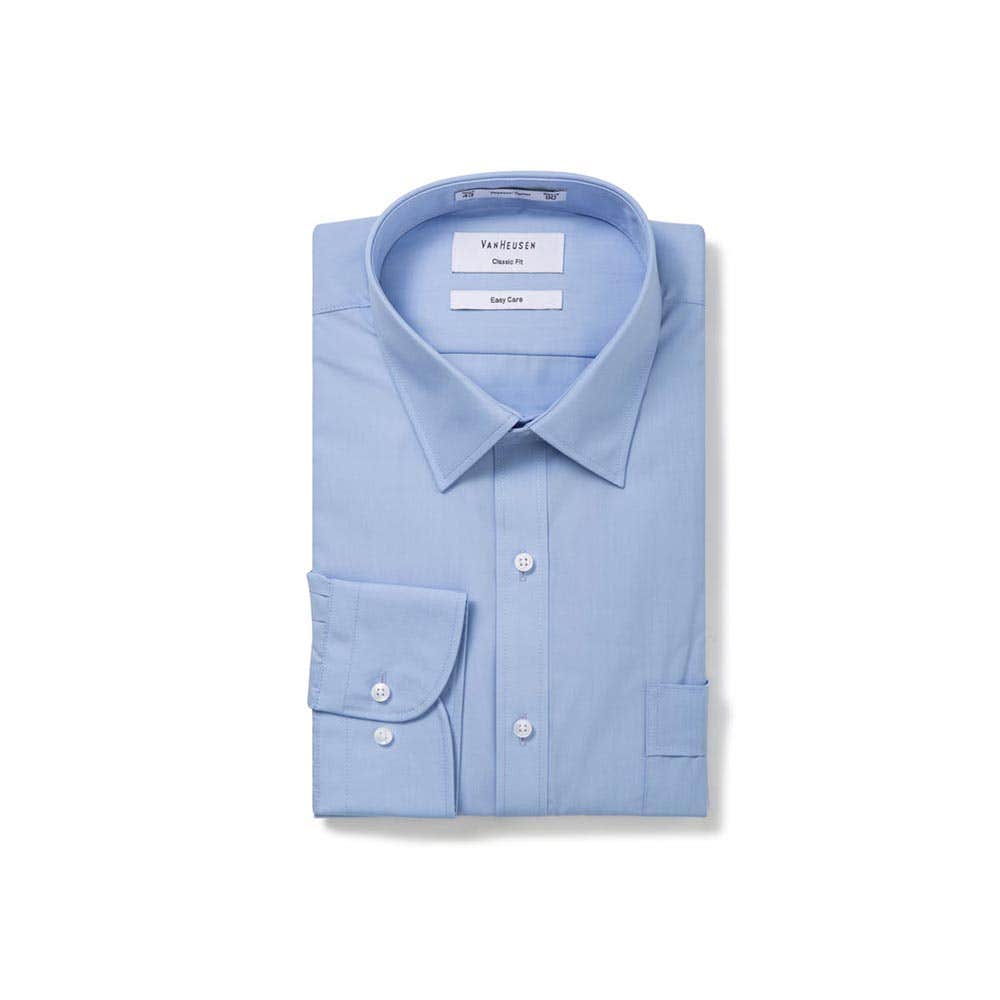 Poplin Shirt Poly/Cott L/S Blue - 37-82 36020591 A101-BLU-37-82