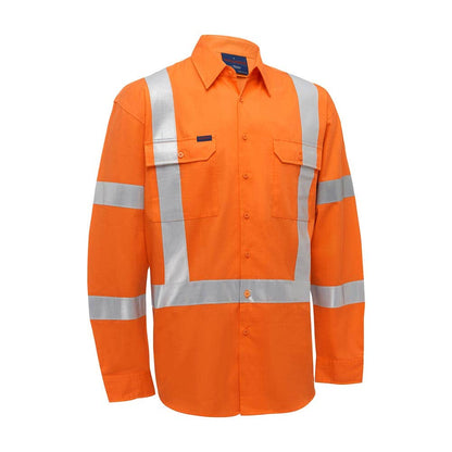 Shirt L/S 145gsm Taped Bio X-Back Hi Vis Rail 2XL Rail Orange Akurra_55546066_AKS4166XT_BVOR2XL