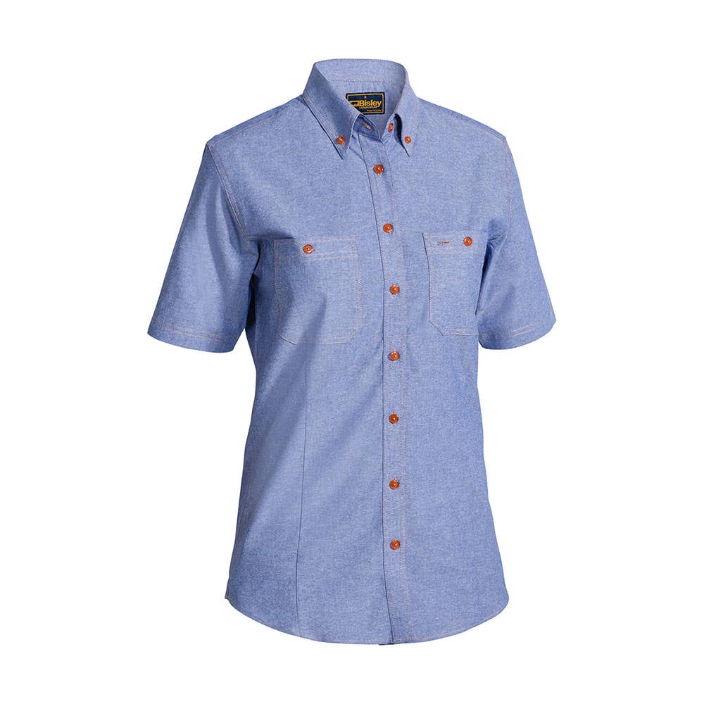 B71407L Women's Chambray Short Sleeve Shirt 150gsm B71407L