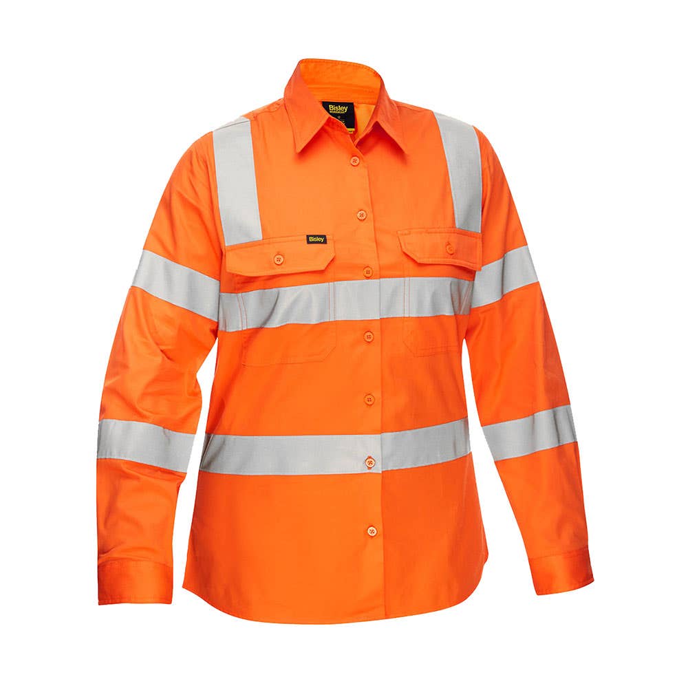 BL6016T - WOMEN'S TAPED COOL LIGHTWEIGHT HI VIS SHIRT RAIL ORANGE 10 557091 BL6016T BVOR10