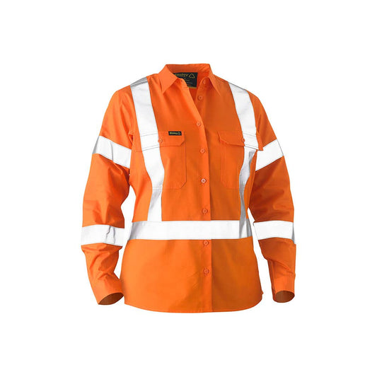 BL6266XT Women's X-Taped Hi-Vis Recycled Drill Shirt 140gsm Orange 10 40032109 BL6266XT BVEO10