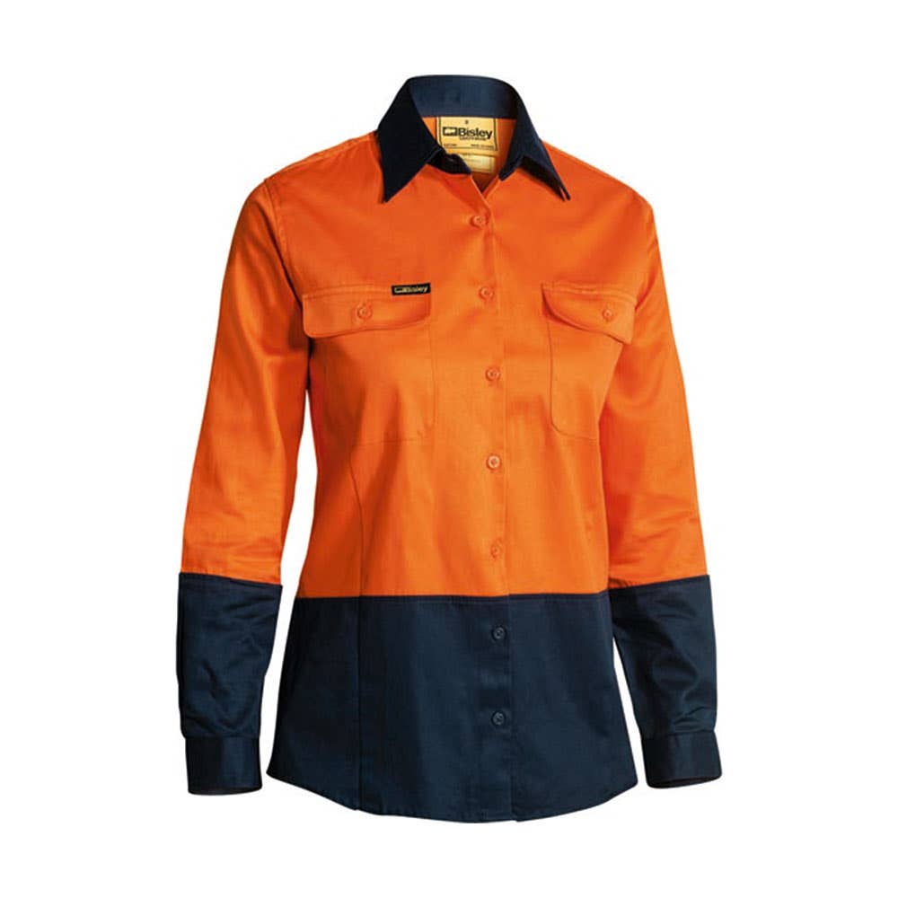 BL6267 Women's Hi-Vis Cotton Drill Shirt 190gsm Orange/Navy 6_40048608_BL6267_TT026