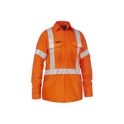 BL8439XT Apex 185 Women's Hi-Vis FR Ripstop X-Taped Shirt 185gsm PPE2 Orange 10 40032049 BL8439XT BVEO10