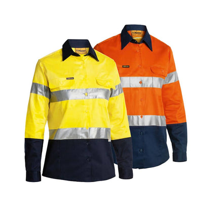 BLT6456 Women's Hi-Vis Drill Taped Shirt 190gsm BULGA COAL BULGABLT6456