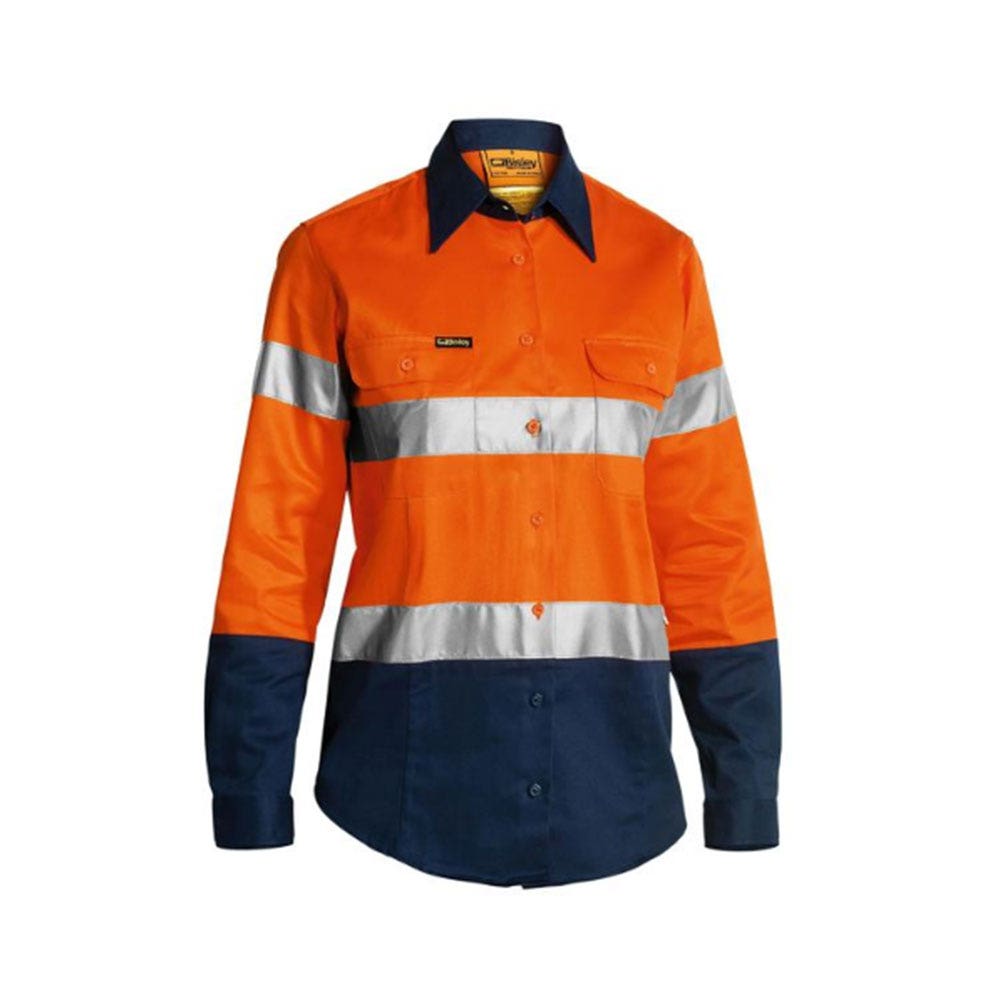 BLT6456 Women's Hi-Vis Drill Taped Shirt 190gsm Brisbane ALHP Logo BLT6456ALHPB