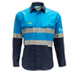 Hi-Vis Cotton Drill Taped Shirt 155gsm Sky Blue/Navy 2XL 55540055 ERm2SBN155-2XL