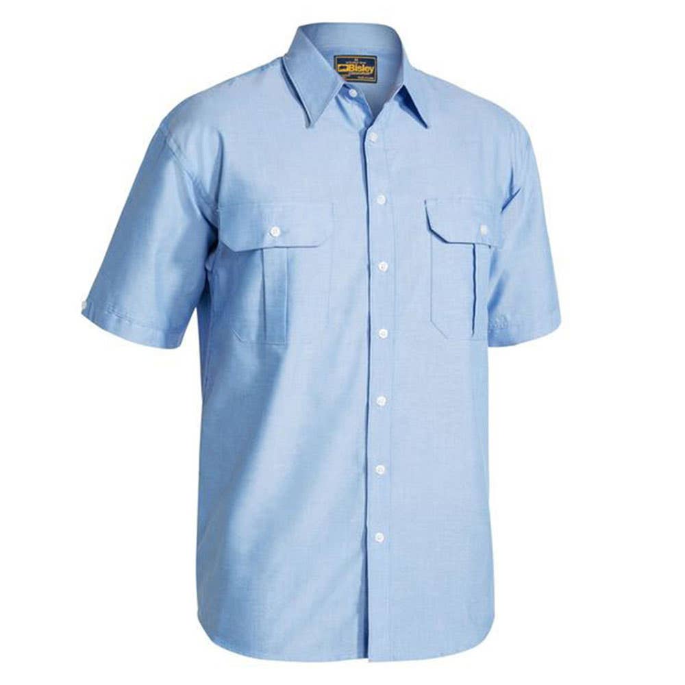 Bisley Oxford Shirt S/S Blue Large 175672 BS1030 BCRUL