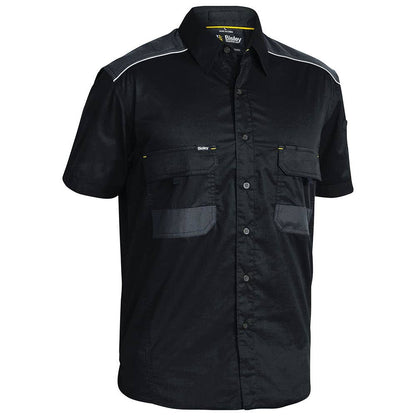 Shirt S/S 2XL Black Cotton 145gsm Mechanical Stretch Flex+Move Bisley_36002097_BS1133_BBLK2XL