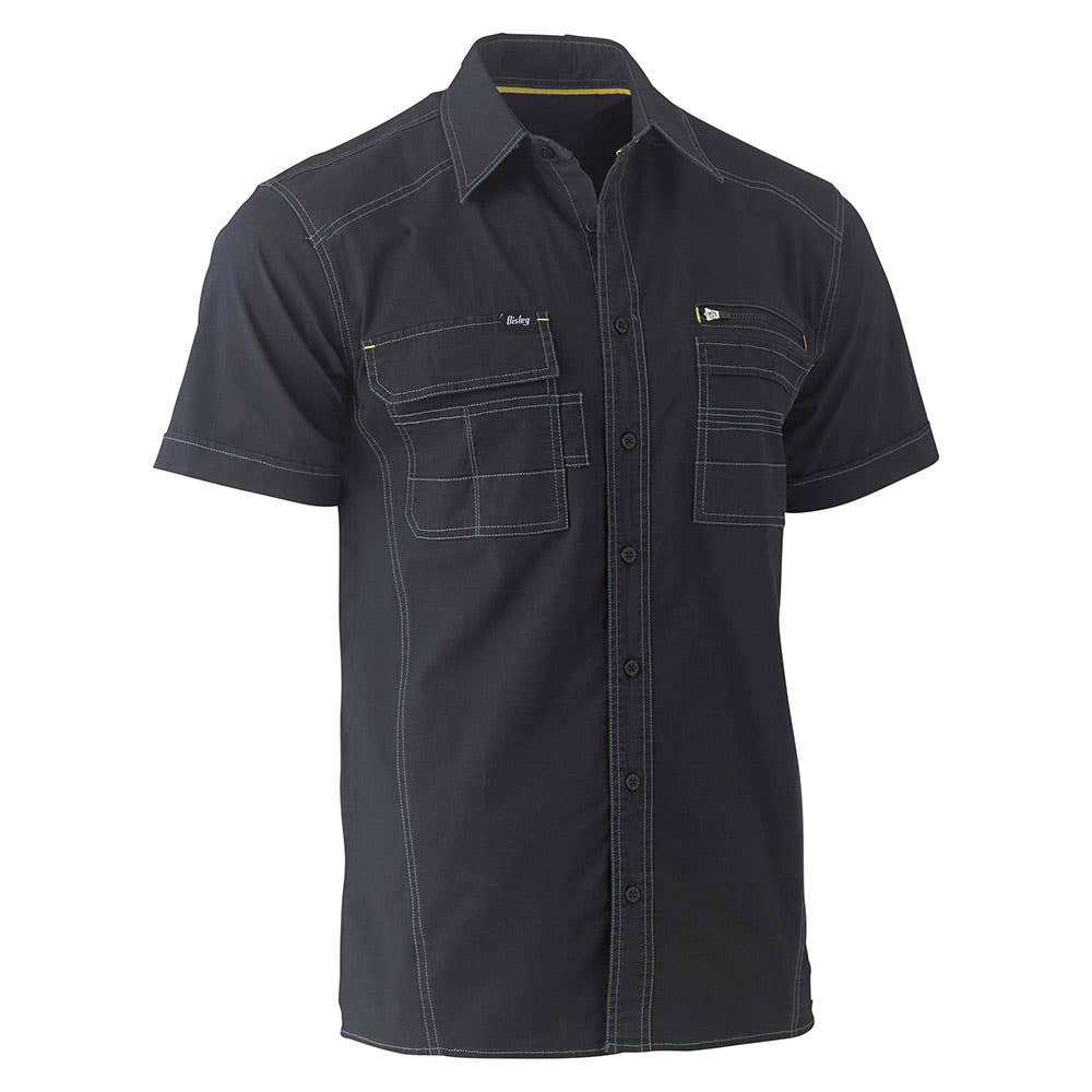 Shirt FLEX & Move  UTILITY WORK SHIRT - SHORT SLEEVE Black Large 409367 BS1144 BBLKL