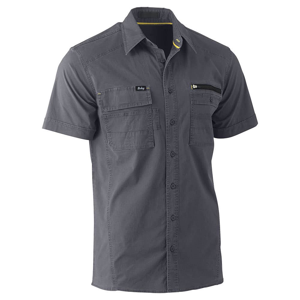 Shirt S/S Cotton Stretch Flex + Move Utility Charcoal 2XL Bisley 40013533 BS1144 BCCG2XL