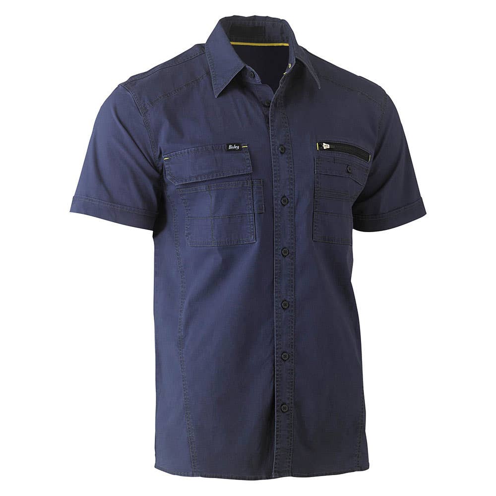 Shirt S/S Cotton Stretch Flex + Move Utility Navy 2XL Bisley 40013523 BS1144 BPCT2XL