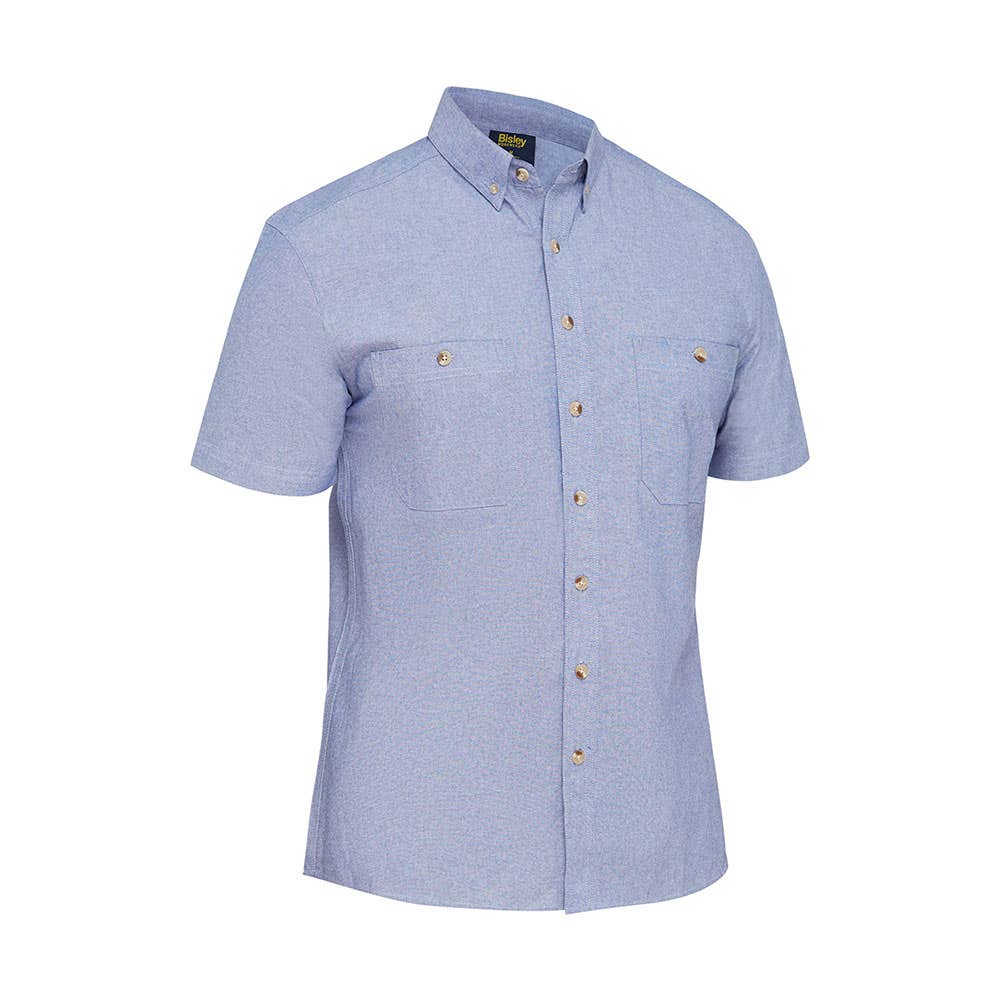 BS1407 Short Sleeve Chambray Shirt 150gsm Blue 2XL 40049632 BS1407 BWED2XL