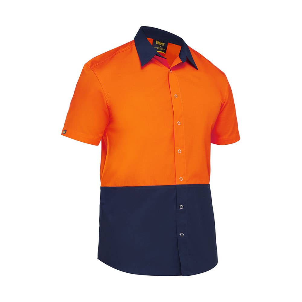 BS1442 Hi-Vis Short Sleeve Two-Tone Shirt 155gsm Orange/Navy 2XL 40049658 BS1442 TT022XL