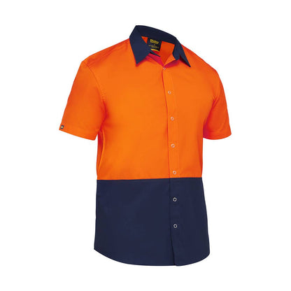 BS1442 Hi-Vis Short Sleeve Two-Tone Shirt 155gsm Orange/Navy 2XL 40049658 BS1442 TT022XL