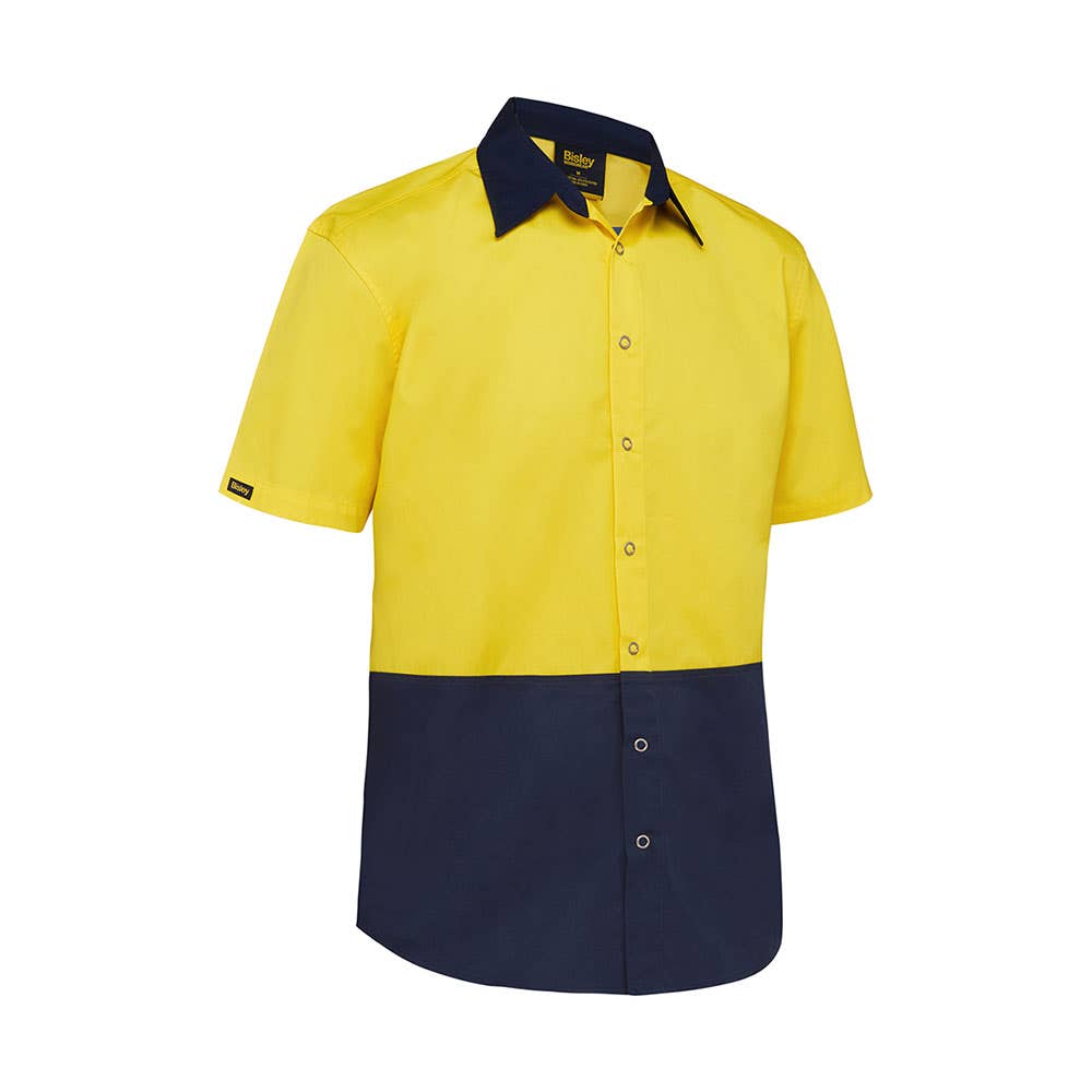 BS1442 Hi-Vis Short Sleeve Two-Tone Shirt 155gsm Yellow/Navy 2XL 40049648 BS1442 TT012XL