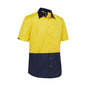 BS1442 Hi-Vis Short Sleeve Two-Tone Shirt 155gsm Yellow/Navy 2XL 40049648 BS1442 TT012XL
