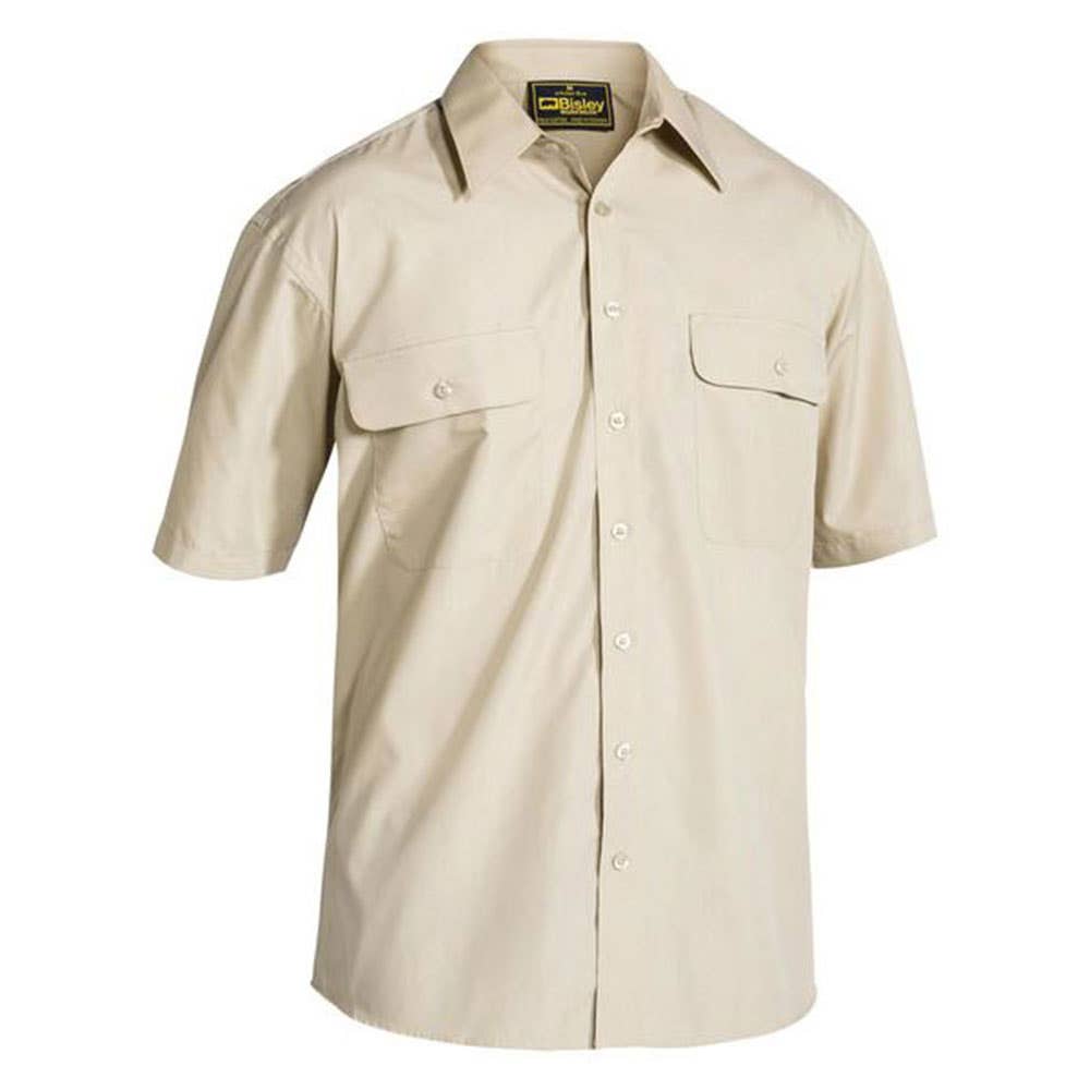 Shirt S/S Poly/Cotton 110gsm Perm Press Sand 2XL Bisley 40008813 BS1526 BSAN2XL