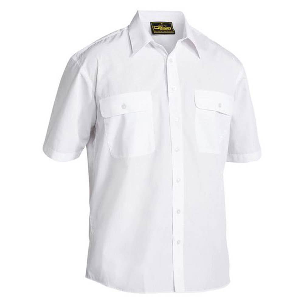 Shirt S/S Poly/Cotton 110gsm Perm Press White 2XL Bisley 40008829 BS1526 BWHT2XL